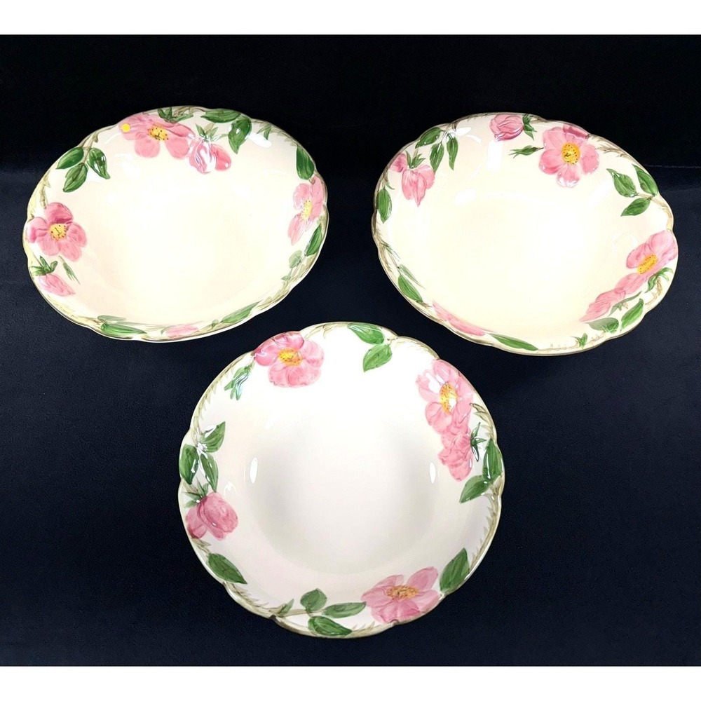 Franciscan Ware Desert Rose Serving Bowls Set of 3 USA "TV" Marks Vintage 1960s